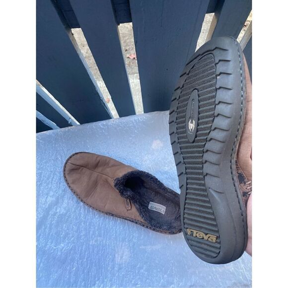 Teva Women’s Kiru 4060 Brown Leather Faux Fur Slip On Mules Shoes Sz 9 - Picture 7 of 10